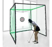 8.2 x 8.2 ft Golf Hitting Cage for Backyards Practice Hitting Nets Swing Practice Mat for Indoor Outdoor for Men Women Golf Practice Net With Anti-Bounce Hose Frame and Net