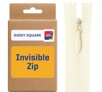 8" (20cm) Ivory Invisible Zip - Concealed Nylon Closed-End