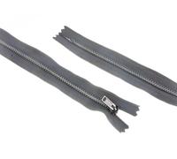 8"/ 20cm Nickel Silver Metal Closed End Trouser Zips Light Grey - per single zip