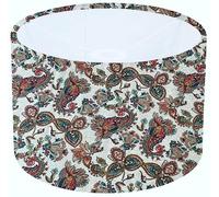 8" (20cm) Retro Paisley Red, and Linen Colour Drum Lampshade