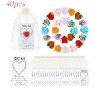 8/24/40pcs Heart shaped Natural Crystal Stone School Party Gift Card Exchange sympathy loved with comfort healing cards friend spiritual hugs pocket pocket condolence hug pocket worry a hug k