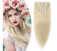 8"-24" Clip in Hair Extension Real Human Hair 100% Remy [#60 Platinum Blonde] 8PCS Full Head Normal Weft Hair Pieces for Women Straight (8inches,45g)