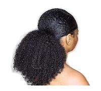 8-24 Inch African Curly Ponytail Hair Extensions Clips with Drawstring Slices Real Hair Bun Piece