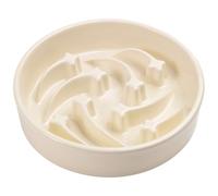 8.26 in Milk White Dog Bowl Slow Feeder Ceramic for Medium and Large Breed,Slow Feeding Dog Food Water Dish Heavy Weighted,Puppy Dish for Fast Eaters,Puzzle Eating Bowl Modern Meteor