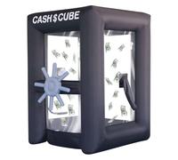 8.2ft/2.5m Inflatable Money Grab Machine, Inflatable Cash Cube with Blowers Inflatable Money Booth for Business Advertising Event Promotion B