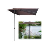 8.2ft *4.3ft Garden Parasol, Half Rectangle Balcony Umbrella Adjustable Height, For Small Spaces, Against A Wall, Porch, Window(Coffee)