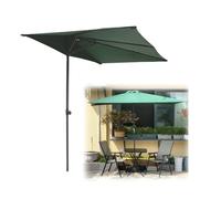 8.2ft *4.3ft Garden Parasol, Half Rectangle Balcony Umbrella Adjustable Height, For Small Spaces, Against A Wall, Porch, Window(Dark green)