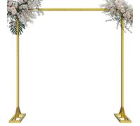 8.2FT Adjustable Backdrop Stand Kit - Square Wedding Arch & Balloon Arch for Photo Booth Background, Baby Shower, Birthday Party Decorations (Portable Frame) (Gold)