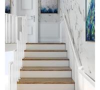 8.2ft Modern Handrail Kit - White Galvanized Iron with Powder Coat, Wall Brackets for Indoor Stairs, Safety Grab Bar, Durable Staircase Handrail, Wall-Mounted Support
