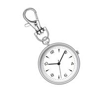 8.2x4x0.7cm Quartzz Pocket Watch - Portable Pocket Watch with Key Buckle | Stainless Steel Round Key Chain Clip Clock | Unisex Quiet Clock for Home, Workplace,School, Women, Travel,Outdoor,Men