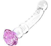8.3" Big Clear Glass Anal Dildo Rose Butt Plug with Beads Sex Toy for Women | g large beaded rose gspot buttplug sex hard prostate crystal dildos plug vibrator wand spot toy for toys beads bead women
