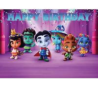 8.3 Inch Super Monsters Cake Topper - Square Edible Birthday Cake Decorations, Happy Birthday Cake
