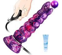 8.3" Monster Dildo Fantasy Ovipositor Silicone Dildo with 4 Eggs,6 Big Dog Knot Dildos Pyramid Cock Anal Dildos with Inflatable Pump with Strong Suction Cup Adult Sex Toys for Women Men Gay Couples