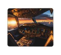 8.3 x 10.3 in Airplane Cockpit Print Square Mousepad - Non-Slip Rubber Base Mouse Pads, for Computers Laptop Office Desk Accessories