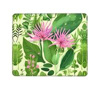 8.3 x 10.3 in Pink Plant Flowers Print Square Mousepad - Non-Slip Rubber Base Mouse Pads, for Computers Laptop Office Desk Accessories
