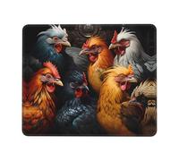 8.3 x 10.3 in Square Mouse Pad - Non-Slip Rubber Base Mouse Mat Roosters Dressed in Many Colors Print Computer Mousepad,for Office and Home Desk