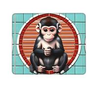 8.3 x 10.3 in The Silent Monkey Print Square Mousepad - Non-Slip Rubber Base Mouse Pads, for Computers Laptop Office Desk Accessories