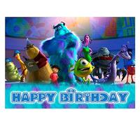 8.3 x 11.7 Inch Edible Square Cake Toppers - Friendly Monsters Inspired Birthday Party Collection of Edible Cake Decorations