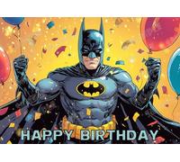 8.3 x 11.7 Inch Edible Square Cake Toppers - Knight of Shadows Hero Themed Birthday Party Collection of Edible Cake Decorations