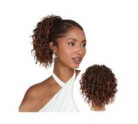8-30 Inch Kinky Curly Ponytail Extension Drawstring Synthetic Hairpiece for Black Women for Daily Use(Ombre Auburn,8inches)