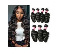 8-30 Inch Loose Wave Bundles Brazilian Human Hair Weave Bundles 1/3/4 Bundles Natural Black Human Hair Extensions for Woman(24 26 28)