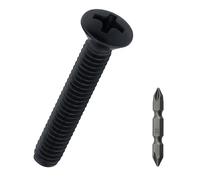 #8-32 x 1-1/2" Stainless Oval Head Machine Screws (50 pcs), 18-8 (304) Stainless Steel Phillips Drive Oval Head, Full Thread, Black Coated, Fayeploo (Screwdriver Bit Included)