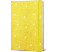 8.3x5.7 - Inch A5 Hardcover Notebook with 160 Lined Pages, Glitter Finish that Never Peels Off, Ideal for Girls, Teens and Women for Writing, Note - Taking, College, Office and School, Yellow