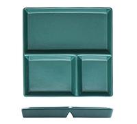 8.4" Square Divided Plates, Portion Control Plate for Adults 3 Section Plate Weight Loss Eating Healthy Meal Food Diet Plates Solid Color (Color : Green)