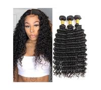 8-40 Inch Deep Wave Bundles 1/3/4 Pcs Human Hair Bundles for Black Women Human Hair Extensions Remy Hair Curly Weave Bundles (Size : 36 36 36) (One Color 22 22 22),One Color-22 22 22