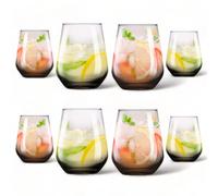 (8) 450ml Smoked Black Glass Drinking Bar Water Beverage Glasses Tumblers