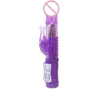8.46 inches Ultra Realistic Thermoplastic Rampant Rabbit Rotating Vibrator Dildo Sex Toy Purple