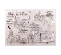 8.46 x 6.1 Inch Travel Castle Tent Clear Stamps for Card Making Scrapbooking Photo Album Crafts Decor,Stamps for Crafting
