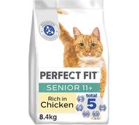 Perfect Fit Senior 11+ Complete Dry Cat Food for Senior Cats Aged 11+ Years, Rich in Chicken, 3 Bags (2.8 kg)