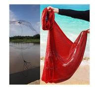 8.5/11.5/12.1/13.1/14.8' Red Height Saltwater Fishing Cast Net for Bait Trap Fish, Folded Casting Net with Sinker, Throw Nets for Rivers(H2.6m/8.5'-1F)