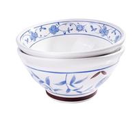 8.5 Inch Blue White Ceramic Noodle Bowls Set of 2, Heavy Duty Porcelain Soup Bowls, Large Pasta Cereal Bowls, Microwave Safe Dinnerware (HQ)
