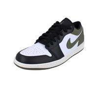 Jordan Air 1 Low Men's Shoes (553558-092, Black/Medium Olive/White) Size 9.5