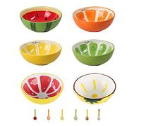 8.5 Ounce Small Cereal and Soup Bowls Fruit Appearance Design Sturdy Porcelain Bowl Dishwasher Microwave Safe for Ice Cream Dessert Riceset of 6
