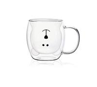 8.5 oz Double-Walled Insulated Glass Bear Mug with Handle - Perfect for Espresso & Tea, Ideal Choose for Birthdays, Valentine’s Day & Office Use