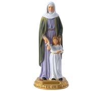 8.5" Resin Saint Anne with Mary Sculpture, Hand-Painted Full-Colo Madonna and Child Blessings Statue, Renaissance Religious Gift Figurine, Golden Base, Religious Art Collectible, Home Decor Gift