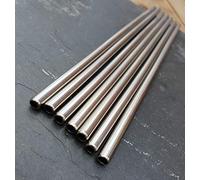 Metal Straws 8.5" Stainless Steel Reusable Drinking Straws Silver Pack of 25