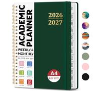 8.5" x 11" Academic Planner 2026-2027, Weekly & Monthly Calendar Planner Book, July 2026 - June 2027, Large Hardcover Organizer with Tabs, Perfect for Teachers, Students, Women & Men - A4, DarkGreen