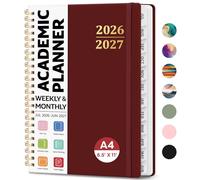 8.5" x 11" Academic Planner 2026-2027, Weekly & Monthly Calendar Planner Book, July 2026 - June 2027, Large Hardcover Organizer with Tabs, Perfect for Teachers, Students, Women & Men - A4, Burgundy