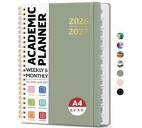 8.5" x 11" Academic Planner 2026-2027, Weekly & Monthly Calendar Planner Book, July 2026 - June 2027, Large Hardcover Organizer with Tabs, Perfect for Teachers, Students, Women & Men - A4, Green