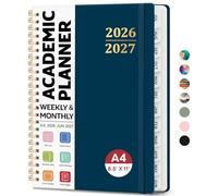 8.5" x 11" Academic Planner 2026-2027, Weekly & Monthly Calendar Planner Book, July 2026 - June 2027, Large Hardcover Organizer with Tabs, Perfect for Teachers, Students, Women & Men - A4, Navy