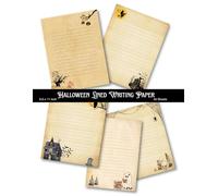 8.5 X 11" Halloween Lined Writing Paper: Letter Size Ruled Stationery, Spooky Looking Paper Letterhead, Journaling, Albums, Invitations: 5 Unique Designs, 40 Sheets