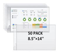 8.5 x 14 Paper Sleeves, 50 PCS, Legal- Size Document Sleeves, Landscape Page Protectors for 3 Ring Binder, Legal Sheet Protectors, Side Loading