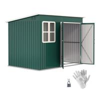 Outsunny 8.5 X 6Ft Galvanised Steel Garden Shed With Foundation Kit, Green Green