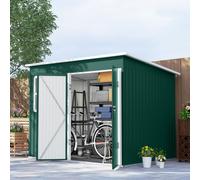 Outsunny 8.5 x 6ft Galvanised Steel Garden Shed with Foundation Kit - Green | TJ Hughes