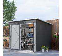 8.5 x 6ft Galvanised Steel Garden Shed with Foundation Kit, Grey
