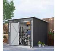 8.5 x 6ft Galvanised Steel Garden Shed with Foundation Kit, Grey Outsunny Pale Grey One Size